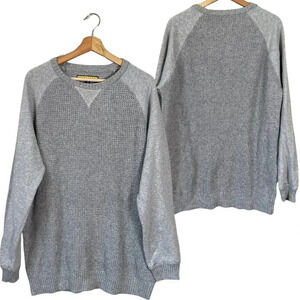 Prince & Fox Men's Large Long Sleeve Knit Pullover Crewneck Sweater Gray Casual